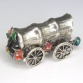 miniatura din argint " Car cu flori ". cloisonne. atelier italian